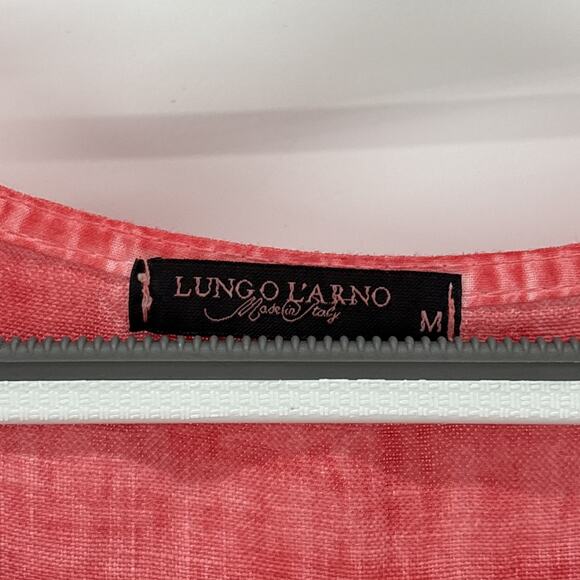 Lungo L'Arno Shift Dress Medium Orange Navy Floral Embroidered Made In Italy - Picture 2 of 6